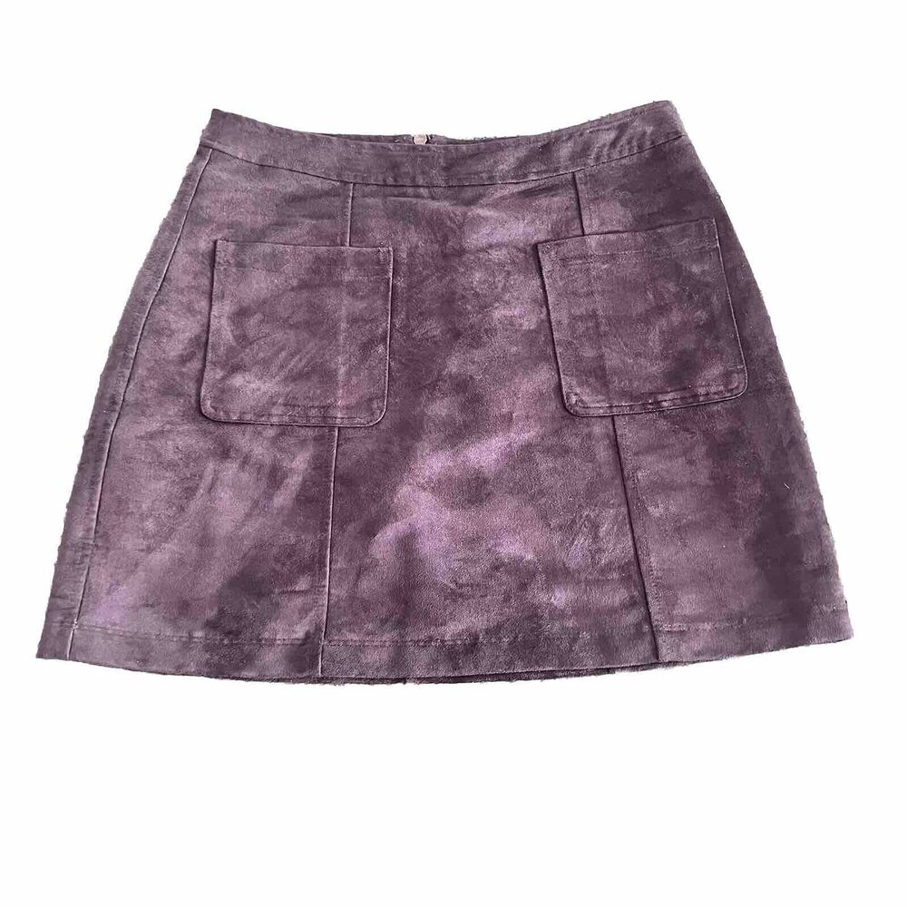 Old Navy Sz 8 A-Line Mini Skirt Womens Faux Suede  Pockets Black